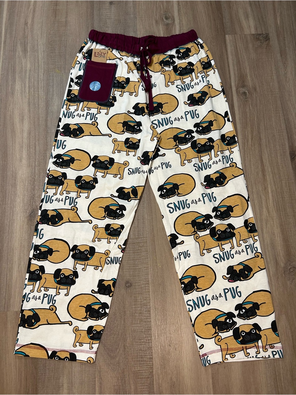 Lazy One Maroon & Cream 'Snug as a Pug' Pajama Pants
